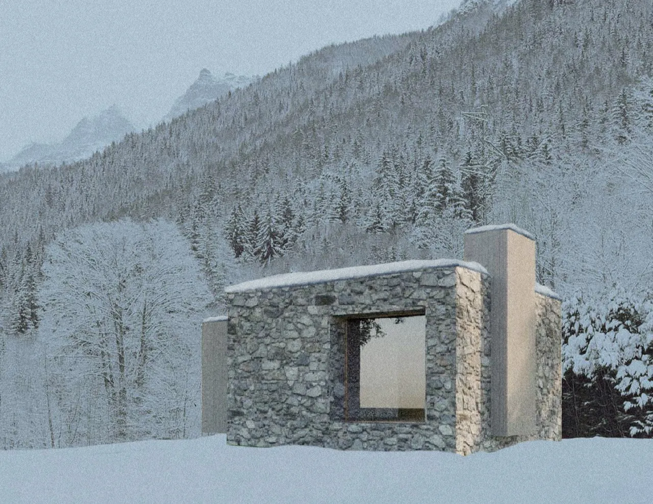 stone cabin.